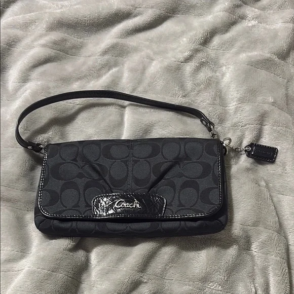 Coach Black Monogram Wristlet - Picture 1 of 4